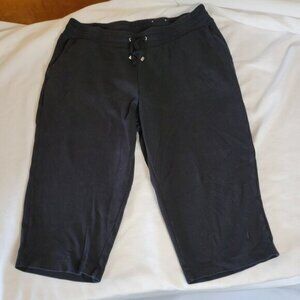Croft & Barrow Crop Pants Stretch Black PL Petite Large casual drawstring comfy